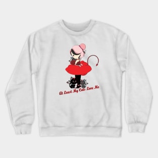 Cute Anime Girl with Demon Cats Crewneck Sweatshirt